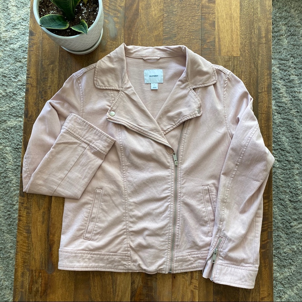Old Navy Blush Canvas Moto Jacket